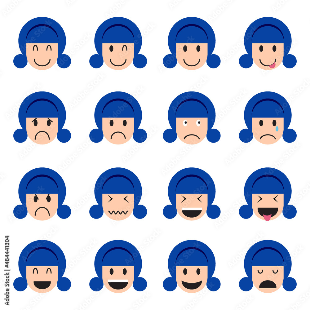 set of modern vector graphics of a collection of faces with various expressions. set of modern vector graphics of a collection of faces with various expressions.