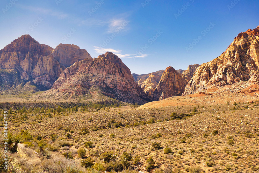 Pine Creek Canyon in Red Rock Canyon National Conservation Area , close to Las Vegas, Nevada. Desert scenery with towering rock formations.
Pine Creek Canyon in Red Rock Canyon National Conservation Area , close to Las Vegas, Nevada. Desert scenery with towering rock formations.