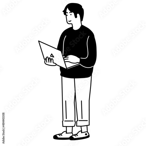パソコンをする男性のイラスト
