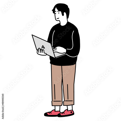 パソコンをする男性のイラスト
