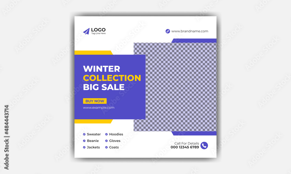 Winter collection sale offer social media post advertising banner