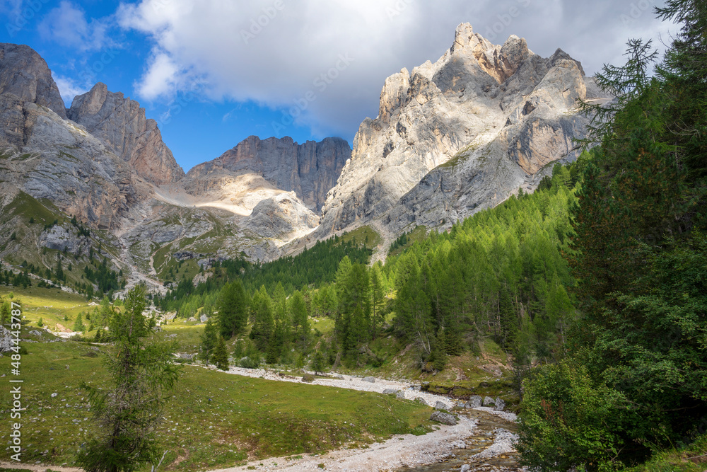 View of Val Contrin and the Marmolada massif. Dolomites.