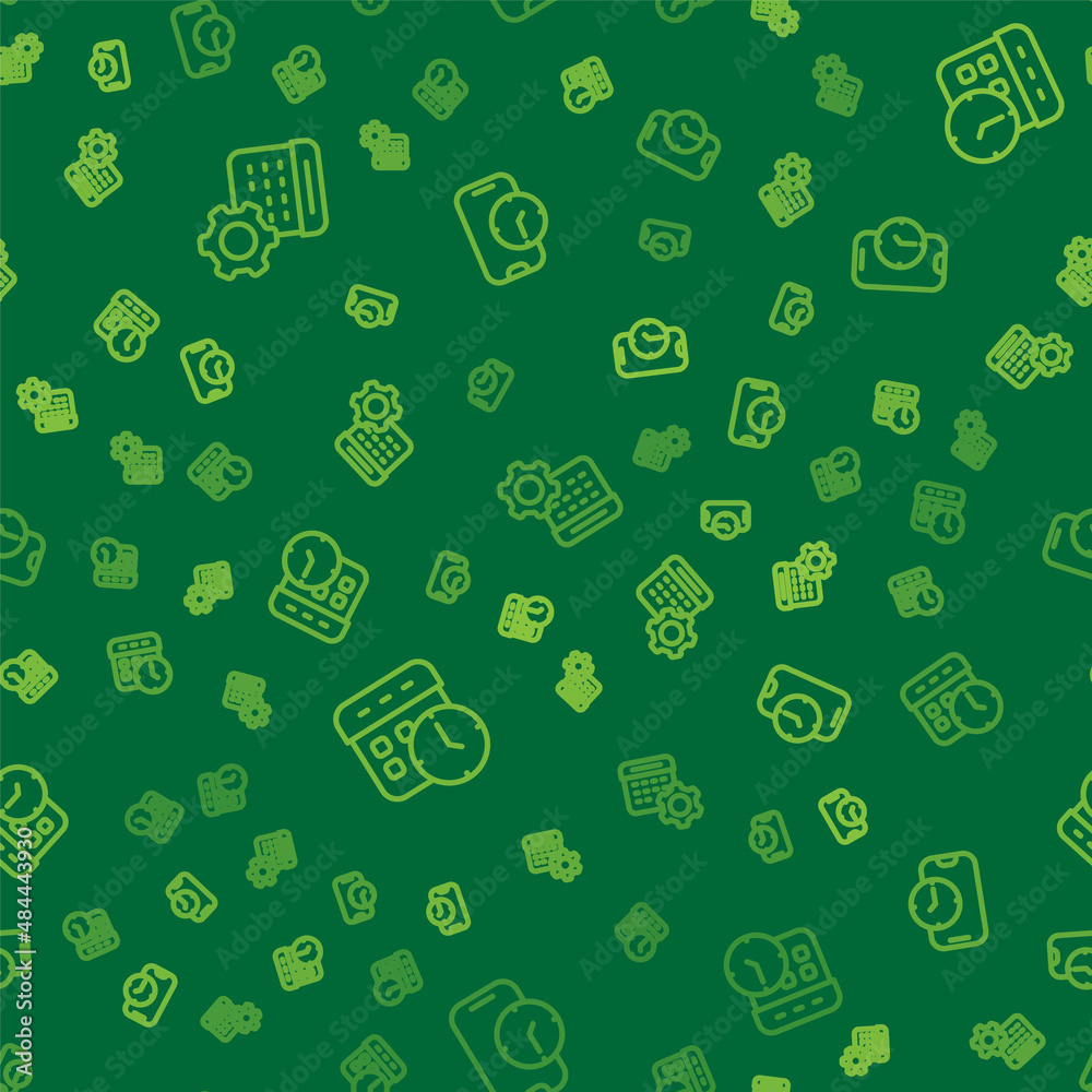 Set line Calendar settings, and clock and Alarm app mobile on seamless pattern. Vector Set line Calendar settings, and clock and Alarm app mobile on seamless pattern. Vector