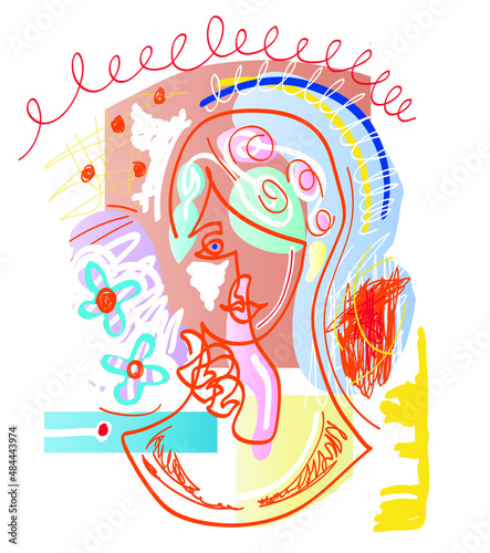 Fotografía One line drawing of hush sign with abstract background