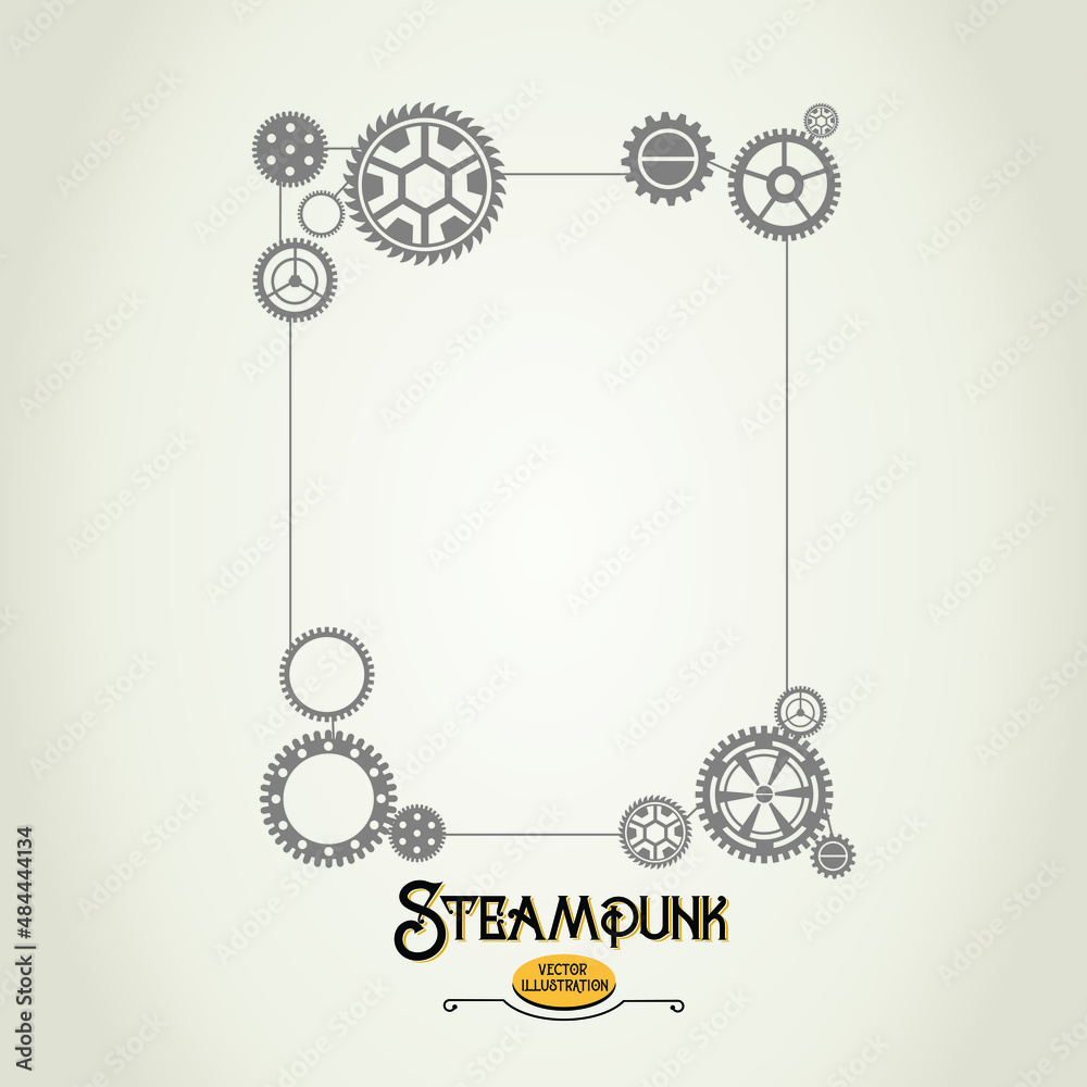 Steampunk illustrations -mechanical gear frame Stock Vector | Adobe Stock