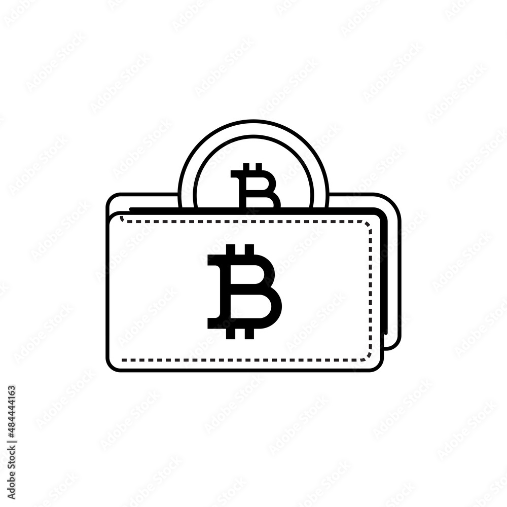 Bitcoin Wallet Outline Icon Illustration on White Background Bitcoin Wallet Outline Icon Illustration on White Background