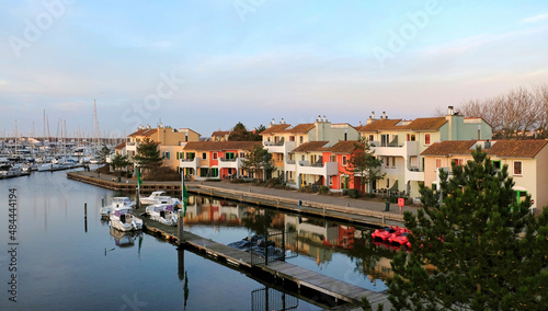 apartments at a sea harbour in the sunset © Mathieu