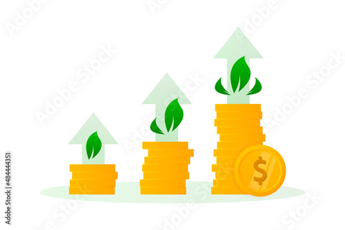 Flat gold icon. Dividend concept. Business financial investment. Business vector icon. Finance growth vector