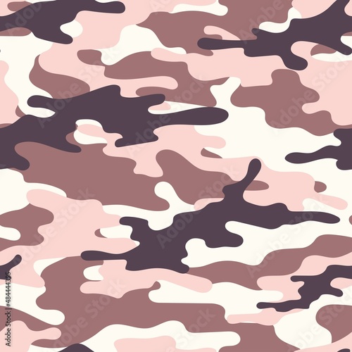 pink army vector camouflage print, seamless pattern for clothing headband or print. © keni