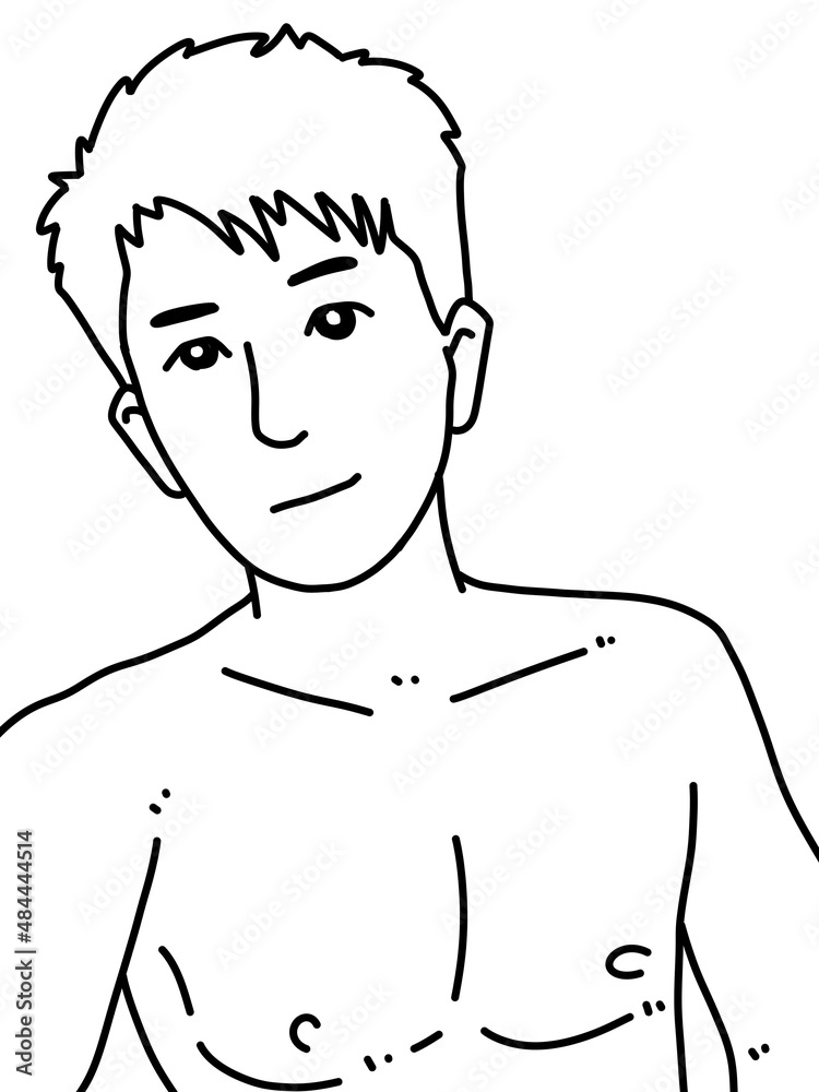 black and white of cute man cartoon for coloring