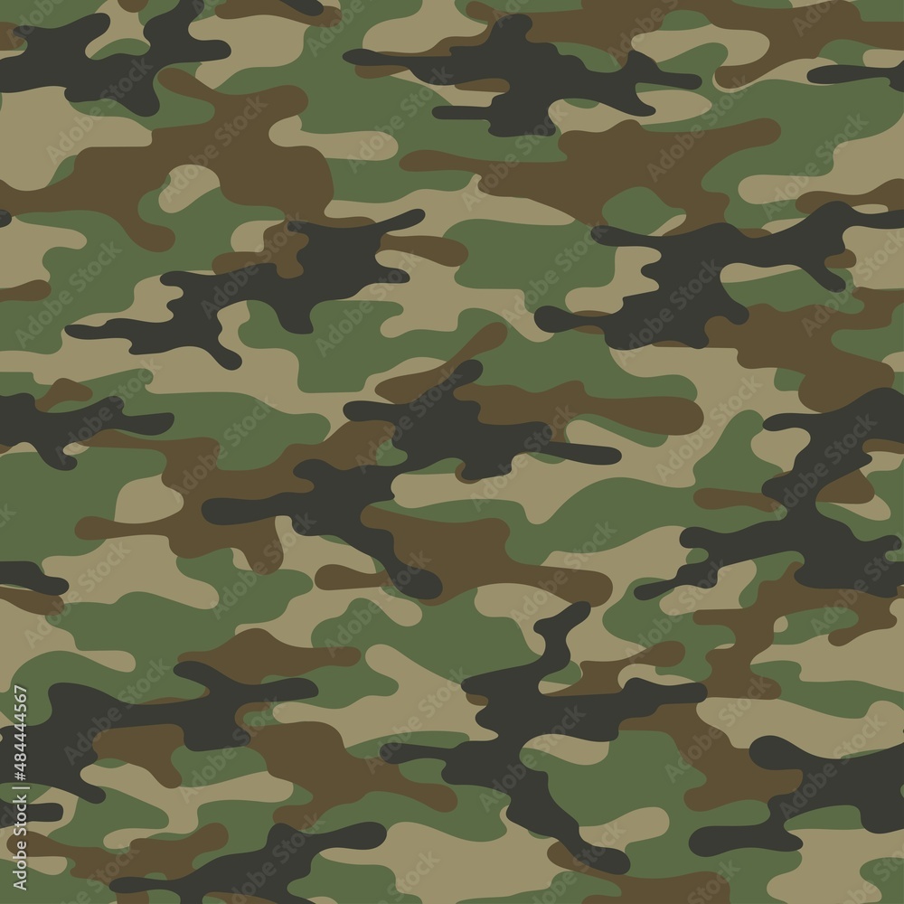 modern green army vector camouflage print, seamless pattern for clothing headband or print.