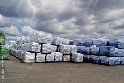 Agricultual Shipment with Lightening in the Sky photo