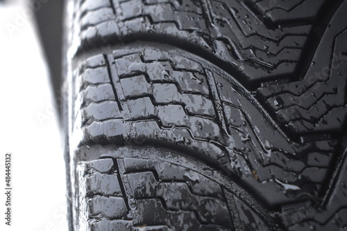 wet car tire close up 