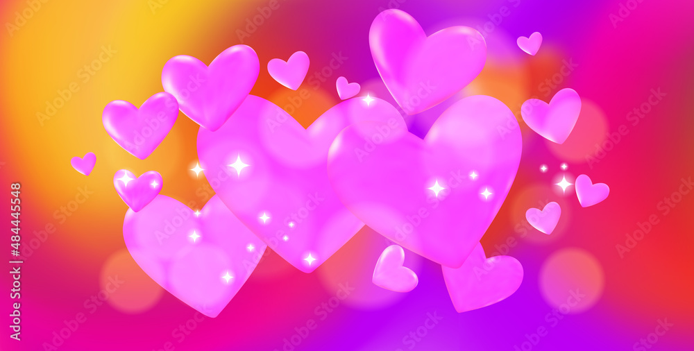 Valentine holiday poster design. Heart shape on gradient background.