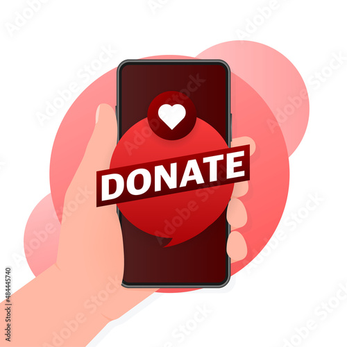 Donate heart in flat style. Vector flat illustration