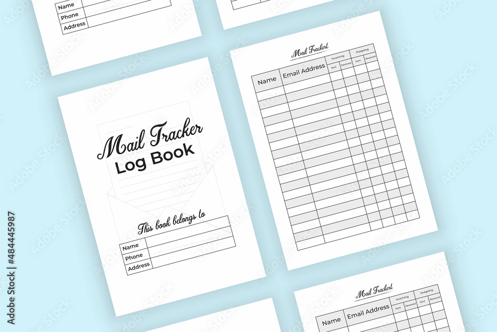 Mail tracker log book KDP interior. Mail incoming and outgoing tracker notebook. Mail checker template vector. KDP interior notebook. Mail checklist journal KDP interior. Mail tracker log book KDP interior. Mail incoming and outgoing tracker notebook. Mail checker template vector. KDP interior notebook. Mail checklist journal KDP interior.