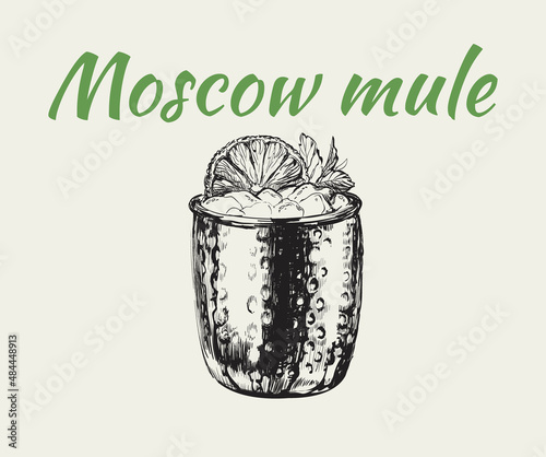 Moscow Mule Cocktail Hand Drawn Drink Vector Illustration