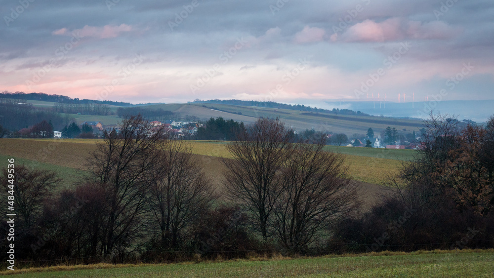 Village of Ritzing Burgenland with afternoon clouds in the sky