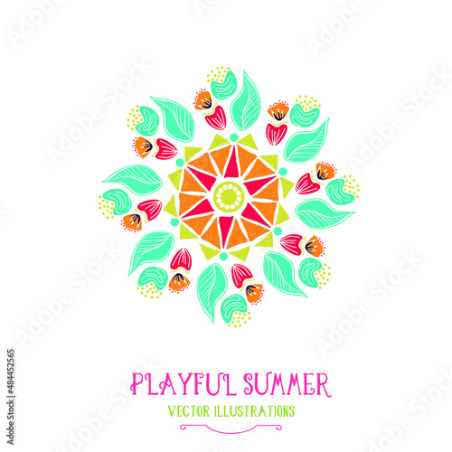 Summer floral decorative illustration