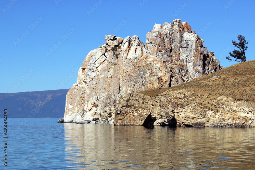 Rock Shamanka on Lake Baikal. Olkhon Island, Russia 