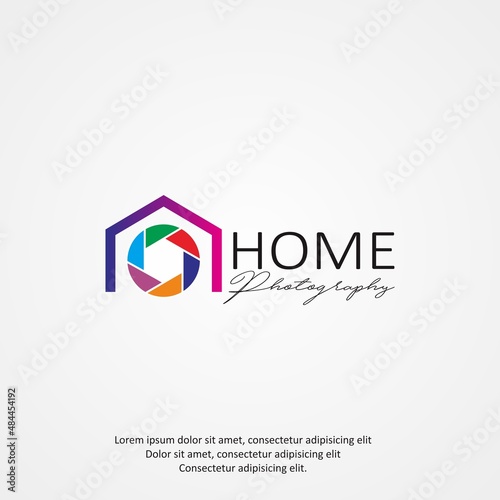 Home photography logo design. Creative studio, Real estate agency logo concept. Vector logo template