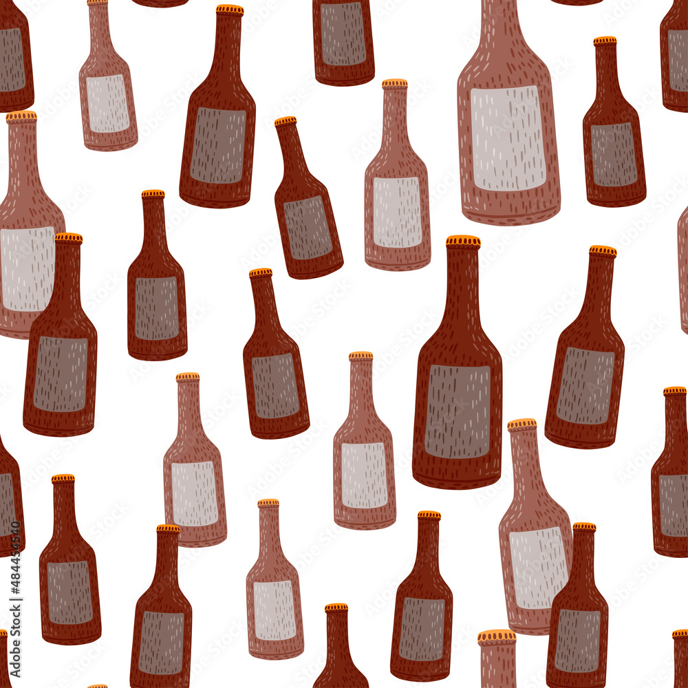 Bottle alcohol seamless pattern. Hand drawn background for menu. Bottle alcohol seamless pattern. Hand drawn background for menu.