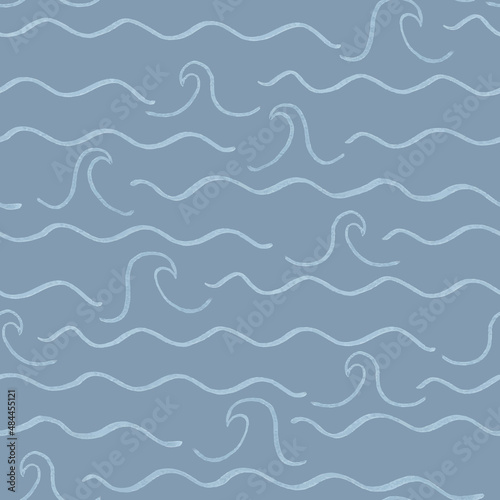 Blue watercolour ocean waves seamless pattern. Calm and peaceful. Perfect for fabric, wallpaper, scrapbooking and stationery. Surface pattern design.