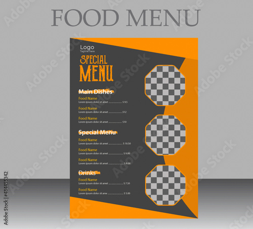 Modern Menu Card Design Template photo