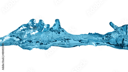 Wave water and bubbles on white background