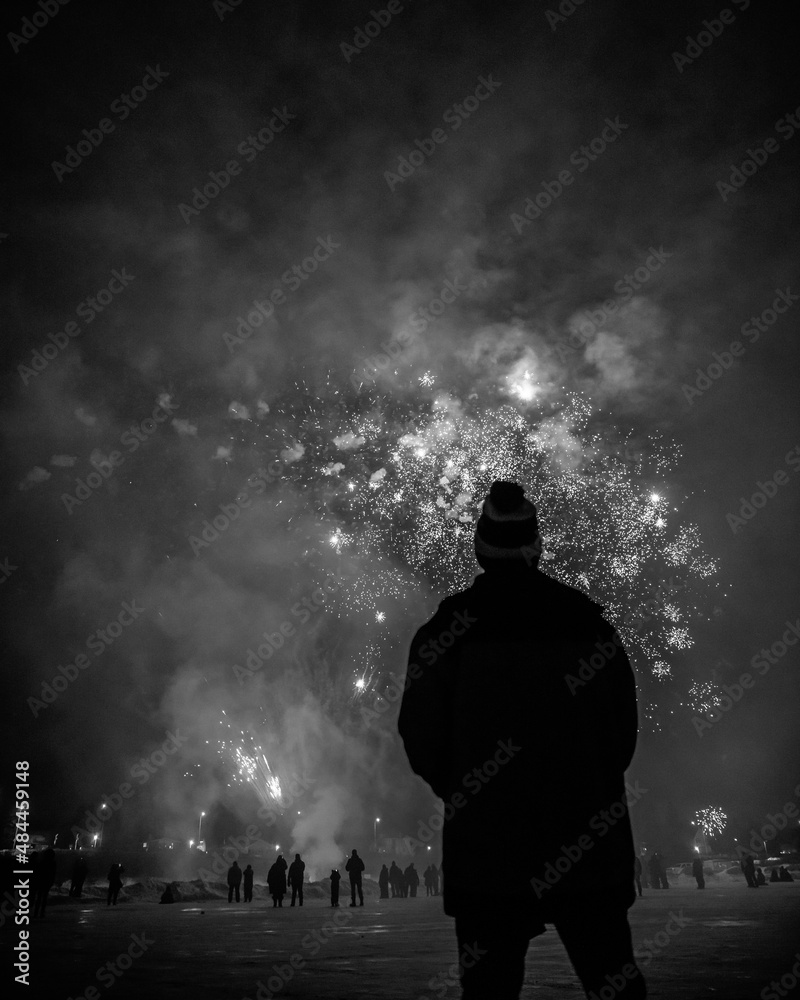 Fireworks on Ice Lake superior Ice Festival Winter Fireworks Show Fire works