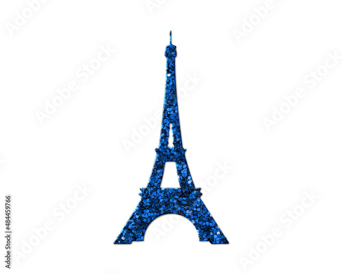 Eiffel Tower Paris, France Glitter Blue Icon Logo Symbol illustration
