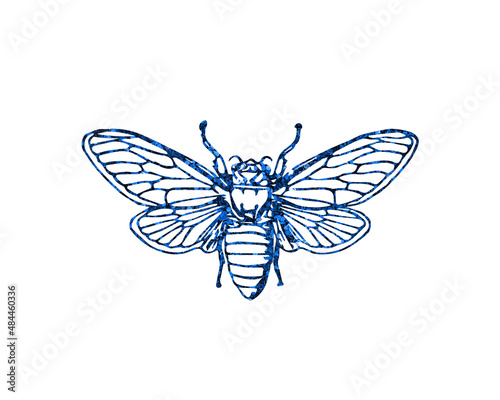 Beekeeper Honey bee Glitter Blue Icon Logo Symbol illustration