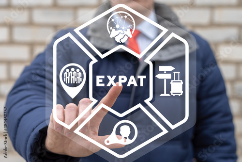 Fotografie Concept of expatriate. Work abroad. Expat job. Expatriation.