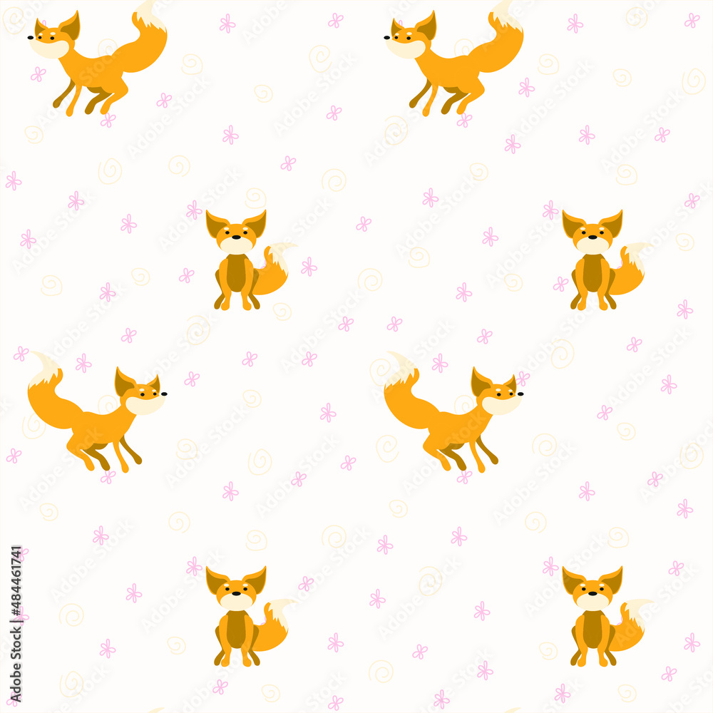Foxes seamless pattern Vector illustration Foxes seamless pattern Vector illustration