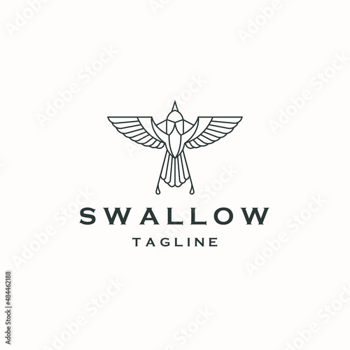 Swallow bird logo icon design template flat vector