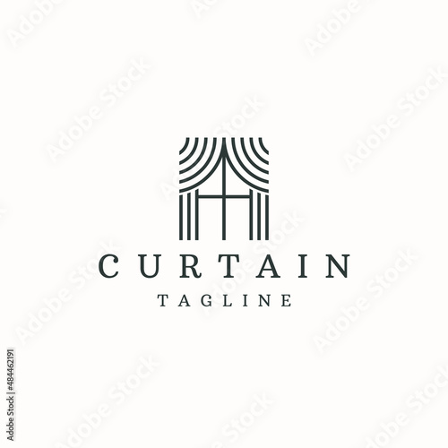 Curtain logo icon design template flat vector
