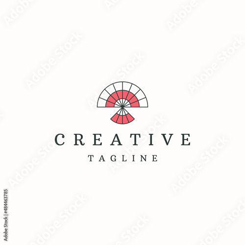 Hand fan antique japanese fan logo icon design template flat vector