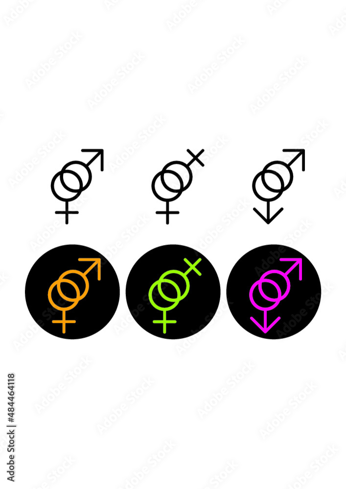 Gender And Sexual Orientation Symbols Gay Bi Heterosexual Male And Female Sexuality And 2057