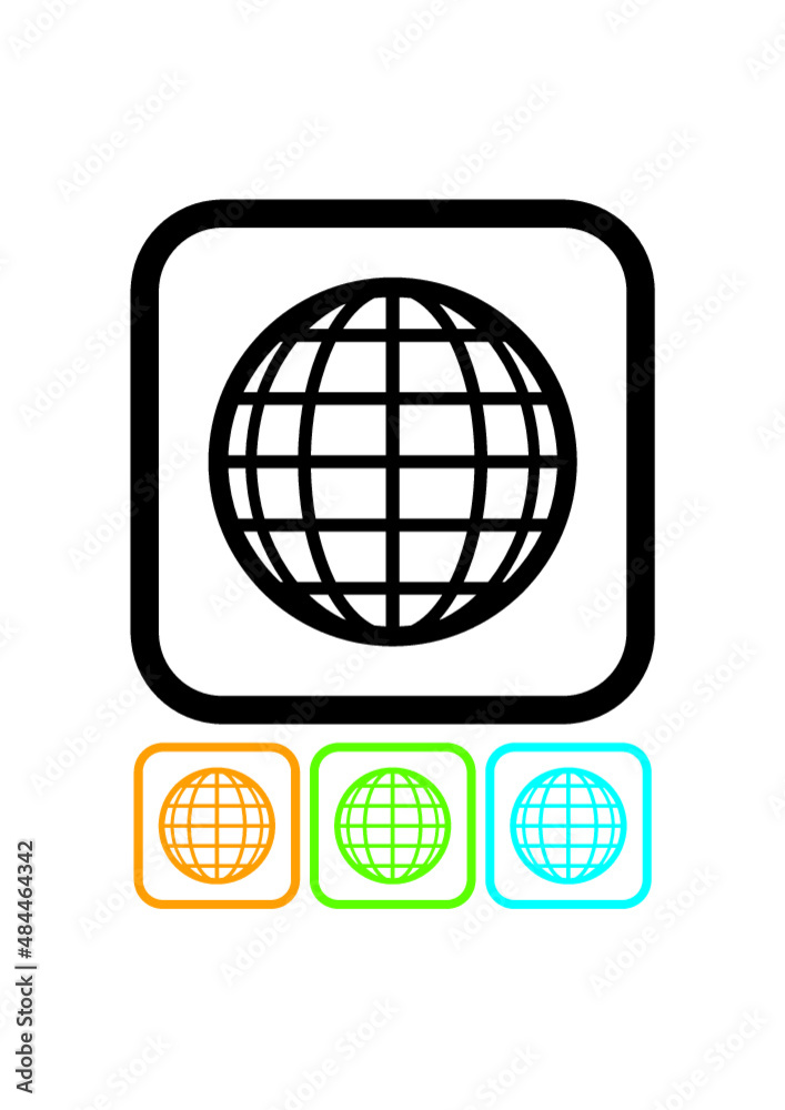 Earth globe sphere. World map simple vector icon Earth globe sphere. World map simple vector icon