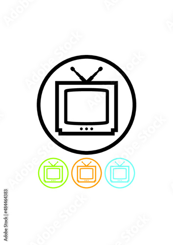 Retro TV with antenna. Streaming video. Vector icon isolated