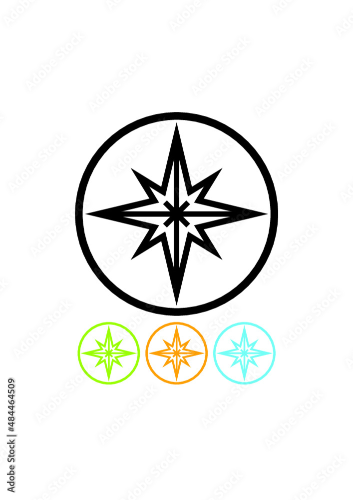 Wind rose simple vector icon. Sides of the world. Cardinal points. North, South, West, East. Compass directions. Simple vector illustration