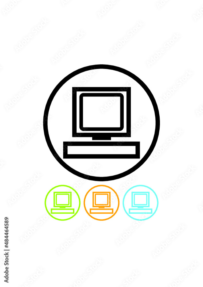 Vector desktop PC computer simple icon Vector desktop PC computer simple icon