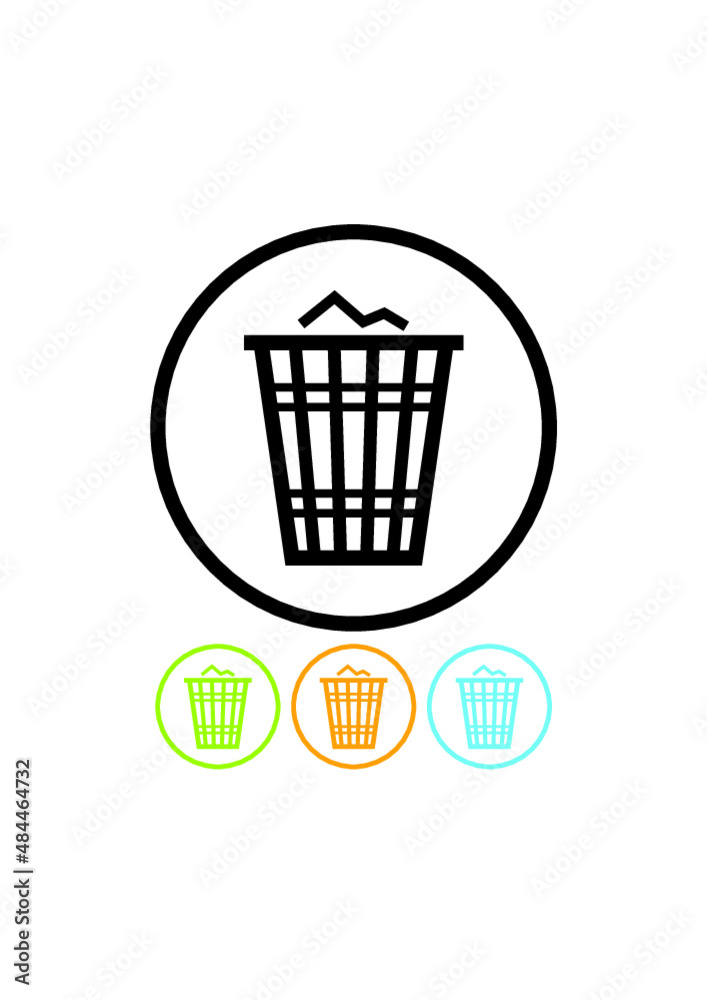 Trash bin full of deleted documents. Wastepaper basket. Office trashbin vector icon isolated Trash bin full of deleted documents. Wastepaper basket. Office trashbin vector icon isolated