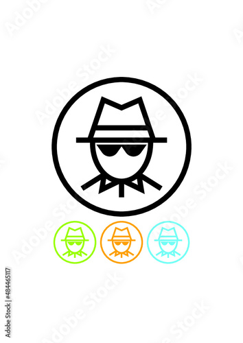 Mr. Spy vector icon. Secret agent intruder spying on you. Web security concept