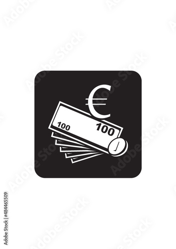 European currency. EU cash money - banknotes and coins. Euro symbol. ATM cash machine or cashpoint sign