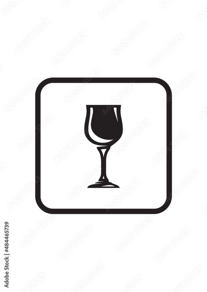 A glass of wine. Crystal goblet vector icon