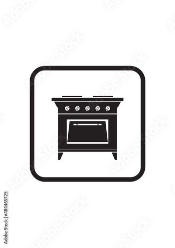 Retro 50s gas stove kitchen cooker simple vector icon isolated