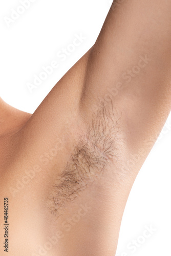 Closeup of hairy female armpit