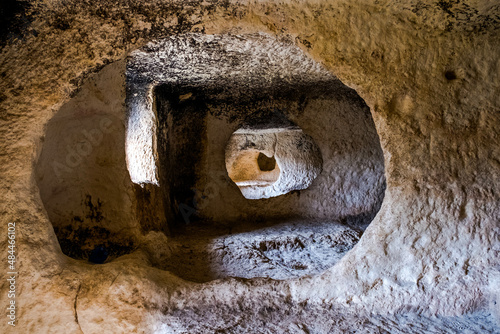 The caves of the Moors in Bocairent, Spain, dwellings carved into the rock from medieval times photo