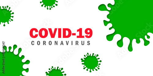 Vector of Coronavirus 2019-nCoV and Virus background with disease cells and red blood cell. GREEN COVID-19 Corona virus outbreaking and Pandemic medical health risk concept. Vector illustration